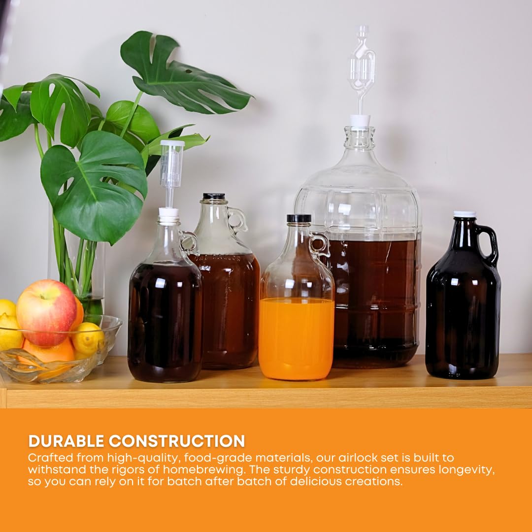 Home Brew Ohio One Gallon Glass Jug With Twin Bubble Airlock, Polyseal Lid, #6 Drilled Stopper by Home Brew Ohio