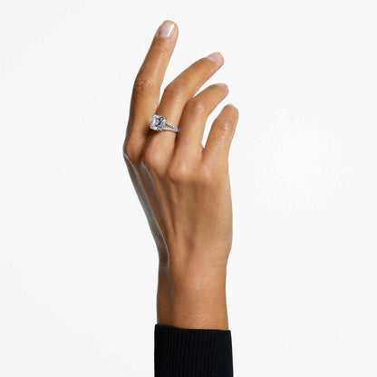 Swarovski Anillo Stilla, Talla cuadrada, Blanco, Baño de rodio
