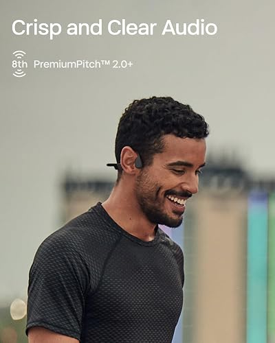 SHOKZ OpenRun Auriculares conducción ósea, audífinos Deportivos inalámbricos de oído Abierto con Bluetooth y micrófono, Open-Ear, Resistentes al Agua IP67 para Correr, USB-C, Negro
