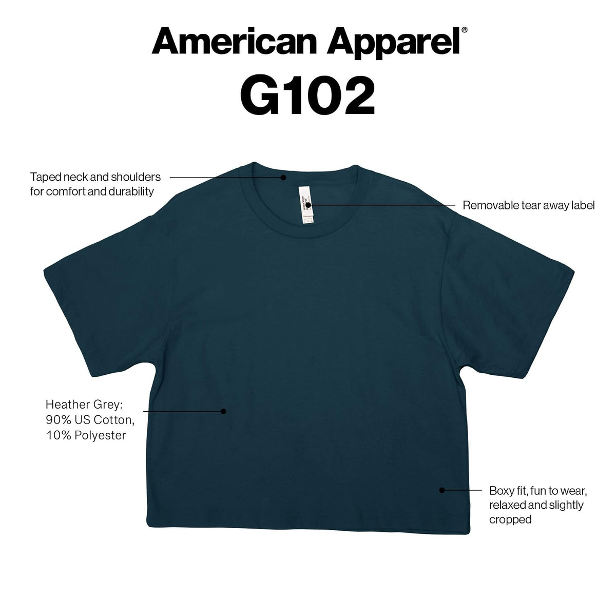 American Apparel Fine Jersey Boxy T-Shirt, Style G102, 2-Pack Camiseta Mujer