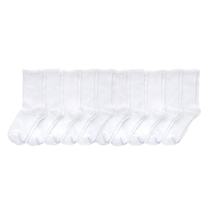 Hanes Uniform Crew Socks, Plain White Crew Socks, Knit Crew Socks for Girls, 10-pairs Calcetines Niñas