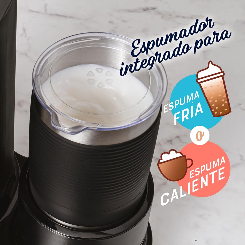 Oster® Cafetera Frappé 4 en 1, con espumador, para Café Helado, Granizado o Caliente, Negro, BVSTDC02B