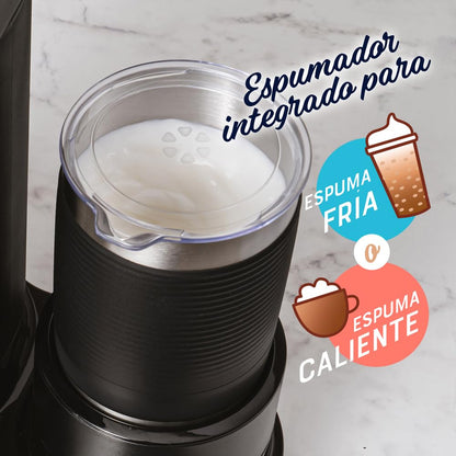 Oster® Cafetera Frappé 4 en 1, con espumador, para Café Helado, Granizado o Caliente, Negro, BVSTDC02B