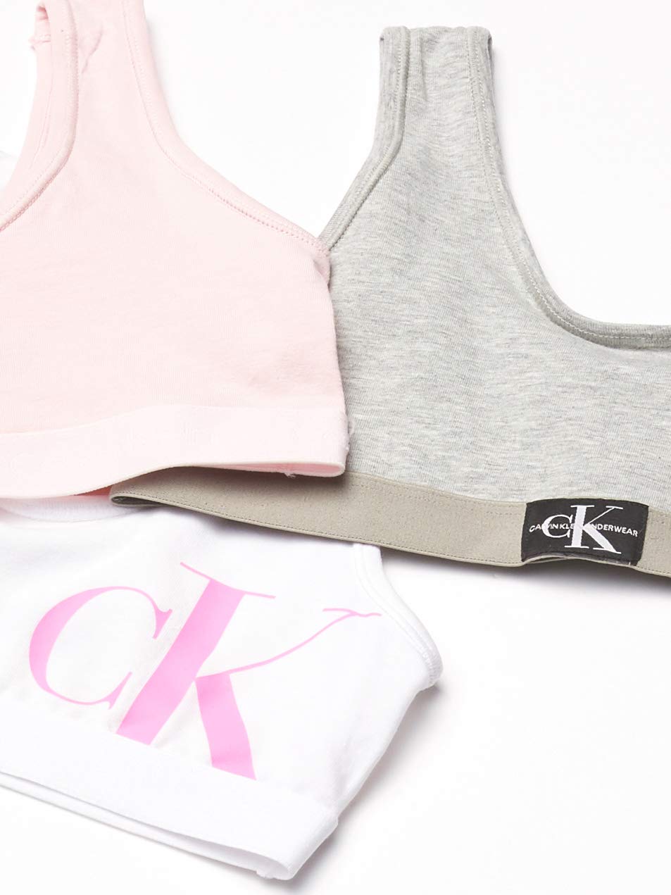 Calvin Klein Bralette de algodón Moderno para niñas, Paquete múltiple Sujetador para Niñas