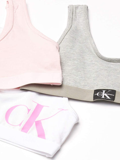 Calvin Klein Bralette de algodón Moderno para niñas, Paquete múltiple Sujetador para Niñas