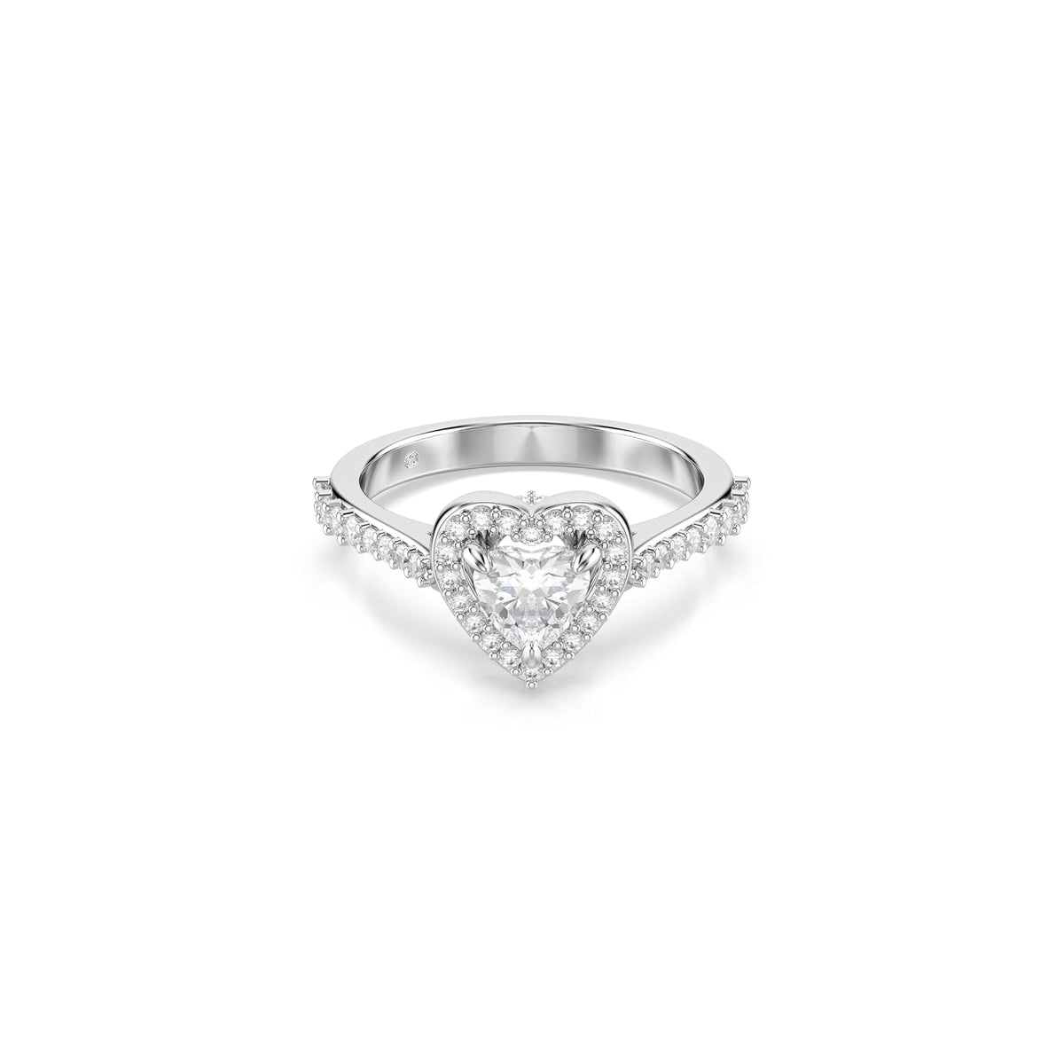 Swarovski Una Angelic Collection - Anillo con diseño de corazón, color blanco, chapado en rodio - 52