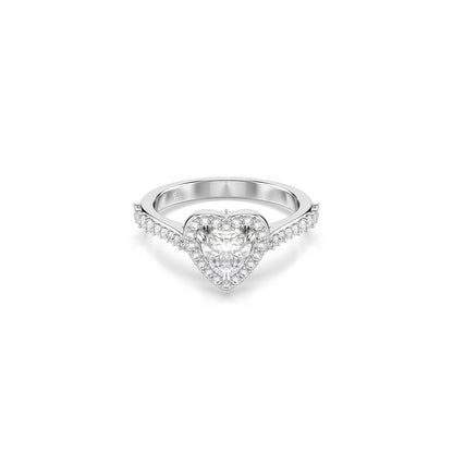 Swarovski Una Angelic Collection - Anillo con diseño de corazón, color blanco, chapado en rodio - 52