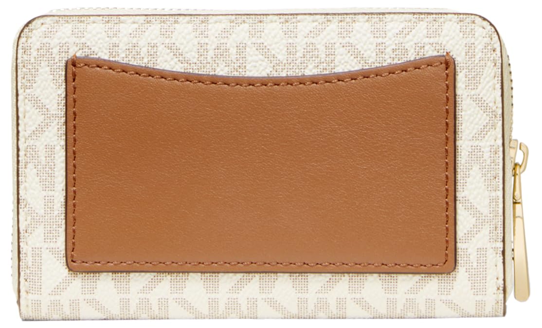Michael Kors Jet Set - Estuche pequeño con cierre para mujer, Vanilla/Acorn, Talla unica