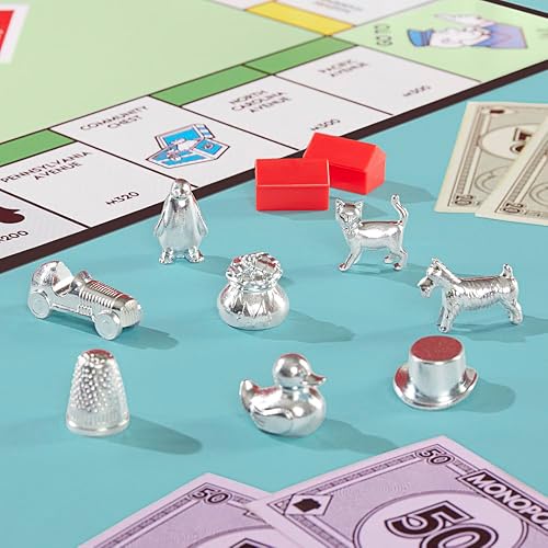 Hasbro Gaming Monopoly - Juego de Mesa de Negociar Propiedades con Bandeja de Almacenamiento y Tokens Grandes para 2 a 6 Jugadores a Partir de 8 años