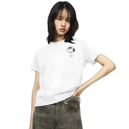 Peanuts Snoopy y Woodstock Playera Casual para Mujer Fit Regular Extra Grande