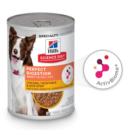 Hill's Science Diet Alimento Húmedo Digestivo para Perro Adulto 12Pack 363G | Alimento húmedo Hill's para perro, cuidado digestivo, bienestar del microbioma, heces firmes, ingredientes de alta calidad