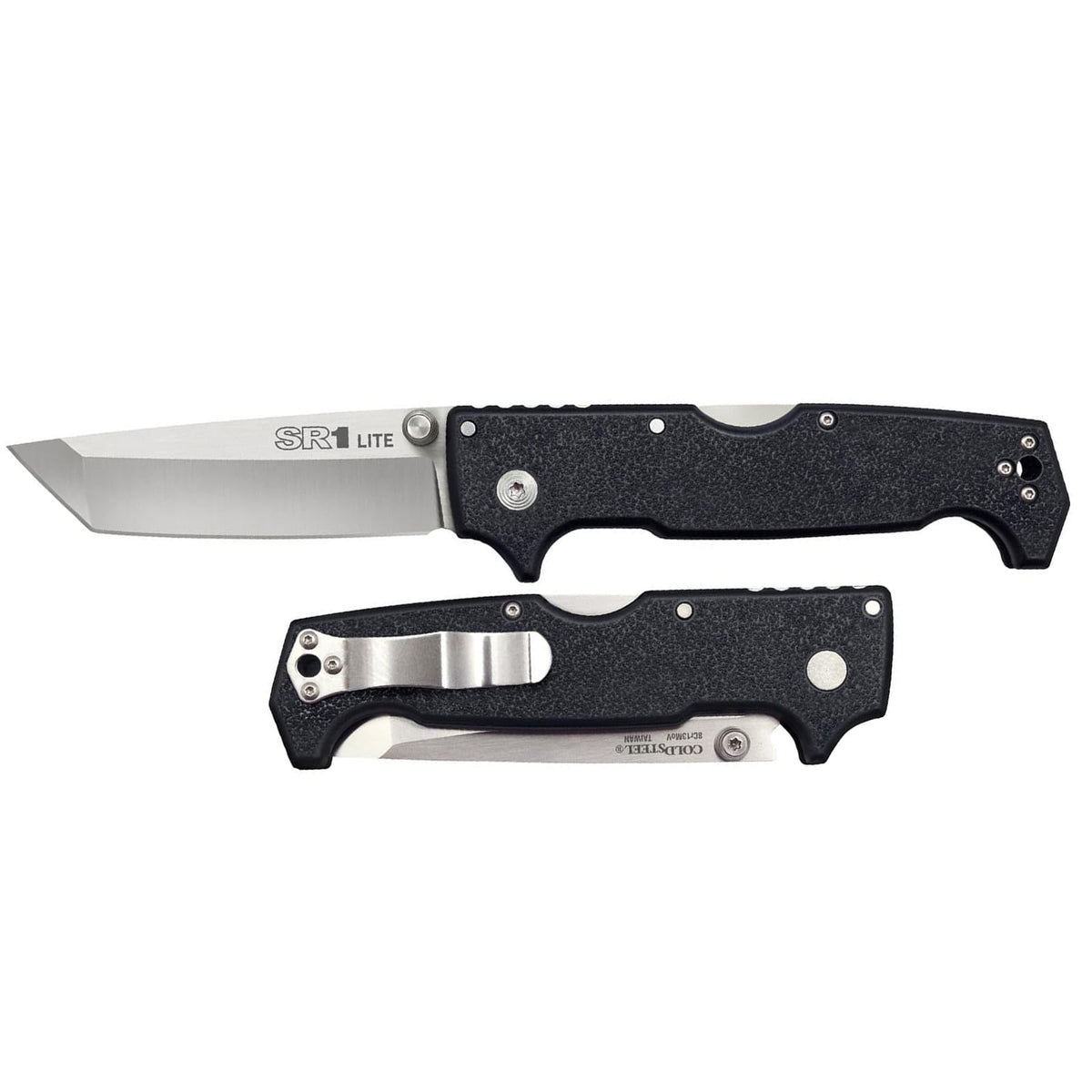 Cold Steel SR1 Lite 8Cr14MoV - Cuchillo plegable de acero de 4 pulgadas con mango Griv-Ex con mecanismo de bloqueo Tri-Ad, en caja