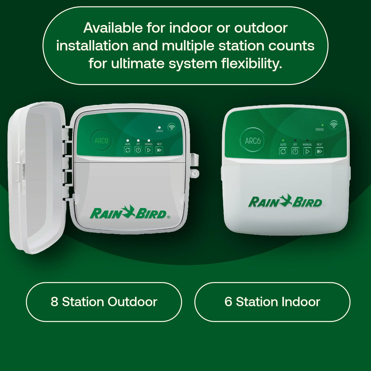 Rain Bird ARC6 - Temporizador/driver WiFi de riego inteligente para interiores, 6 zonas/estación, certificado EPA WaterSense, compatible con Alexa