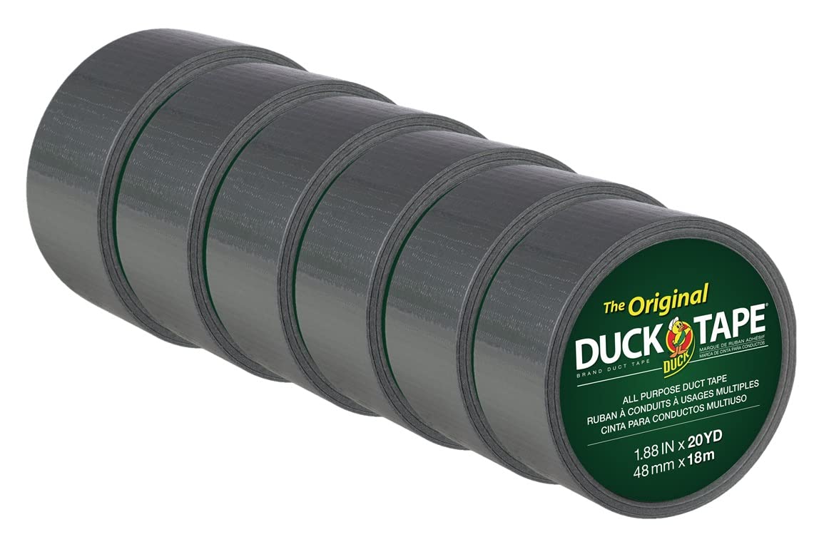 Duck The Original Duck Tape - Cinta adhesiva de color plateado, 1.9 pulgadas. x 20 yardas, 6 rollos (242716)