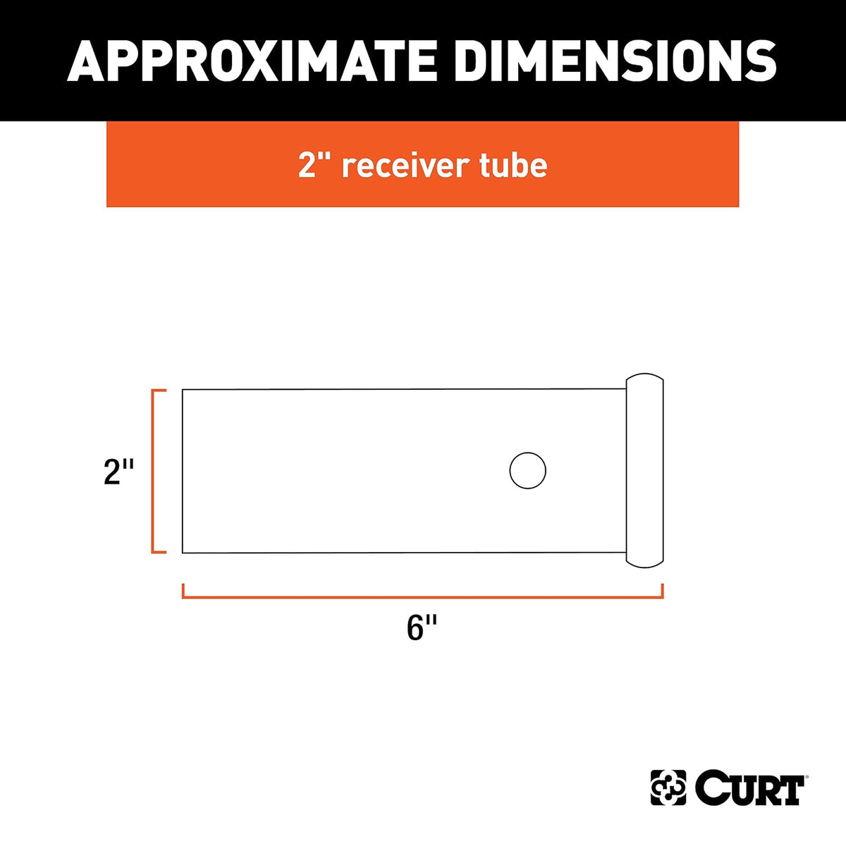 CURT Tubo Receptor de Enganche de Remolque de Acero Sin Soldadura 49060, 2 in x 6 in