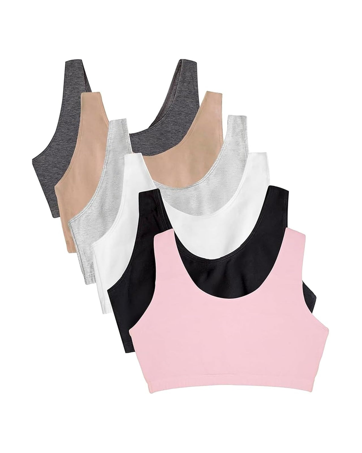 Fruit of the Loom Brasier Deportivo de Algodón para Mujer - Arena - blanco - gris jaspeado - negro - rubor - carbón - 46