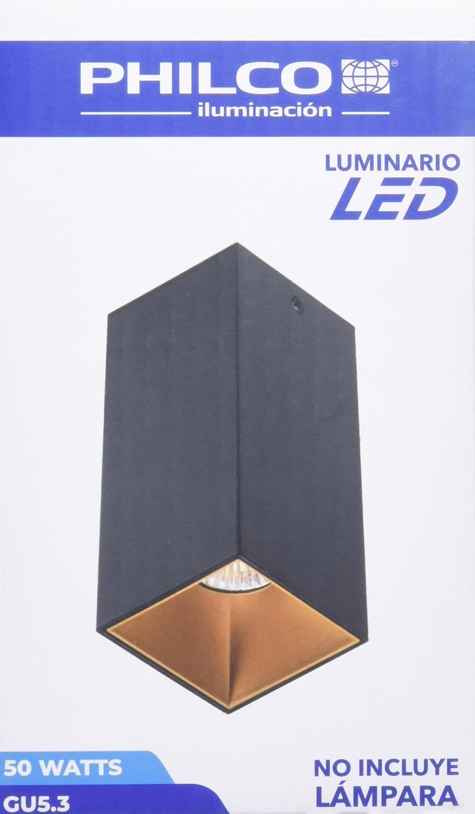Philco Luminario decorativo Dionysos. Terminado en color negro mate y oro antiguo, base GU10, fácil instalación, uso en interiores, difusor resistente