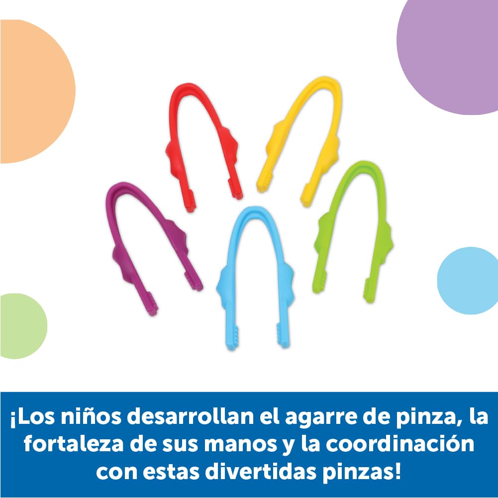 Learning Resources EasyGrip Tweezers | Habilidades Motoras Finas, Herramientas Sensoriales para Niños, Pinzas de Plástico, Actividades para Fortalecer Manos