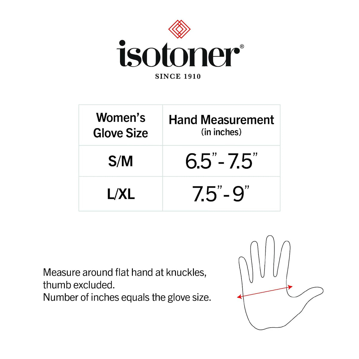 isotoner Spandex corto con inserto de punto acanalado Guantes Mujer