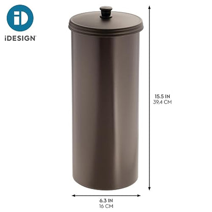 InterDesign Kent Portarrollos con tapa, compacto porta rollos de papel higiénico de pie para el baño fabricado en plástico, bronce