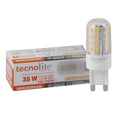 Tecnolite - Foco JCD LED Ampolleta 3 W, Luz Suave Cálida, Base G9, Atenuable