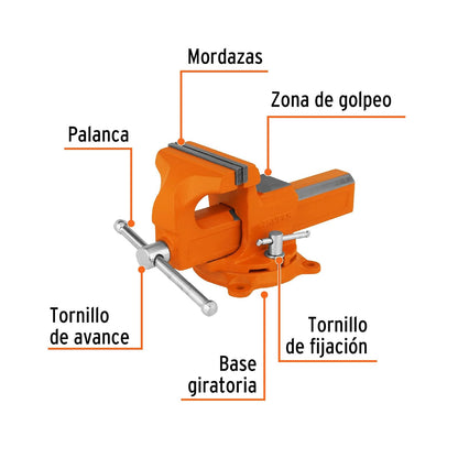 Truper TA-4-L, Tornillo de banco 4" tipo europeo de hierro nodular