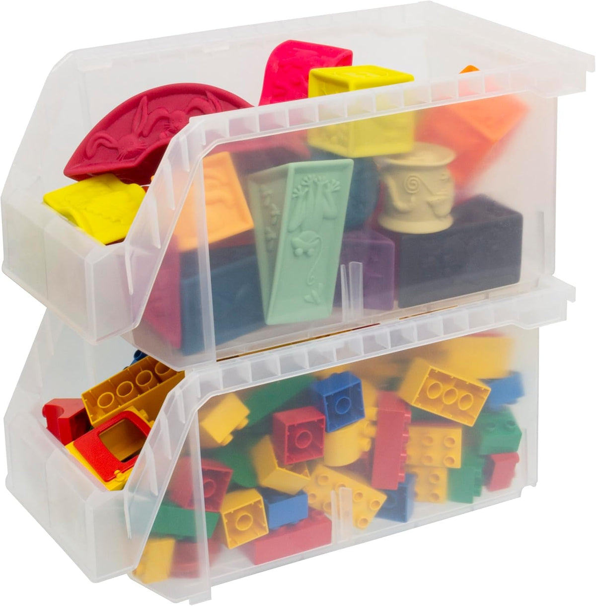 ReadySpace Contenedores de Plástico para Organizar | Grande, 14.8 x 8 x 7 pulgadas, 6-Pack, Apilables, Uso en Clóset, Cocina, Oficina, Cochera, Despensa