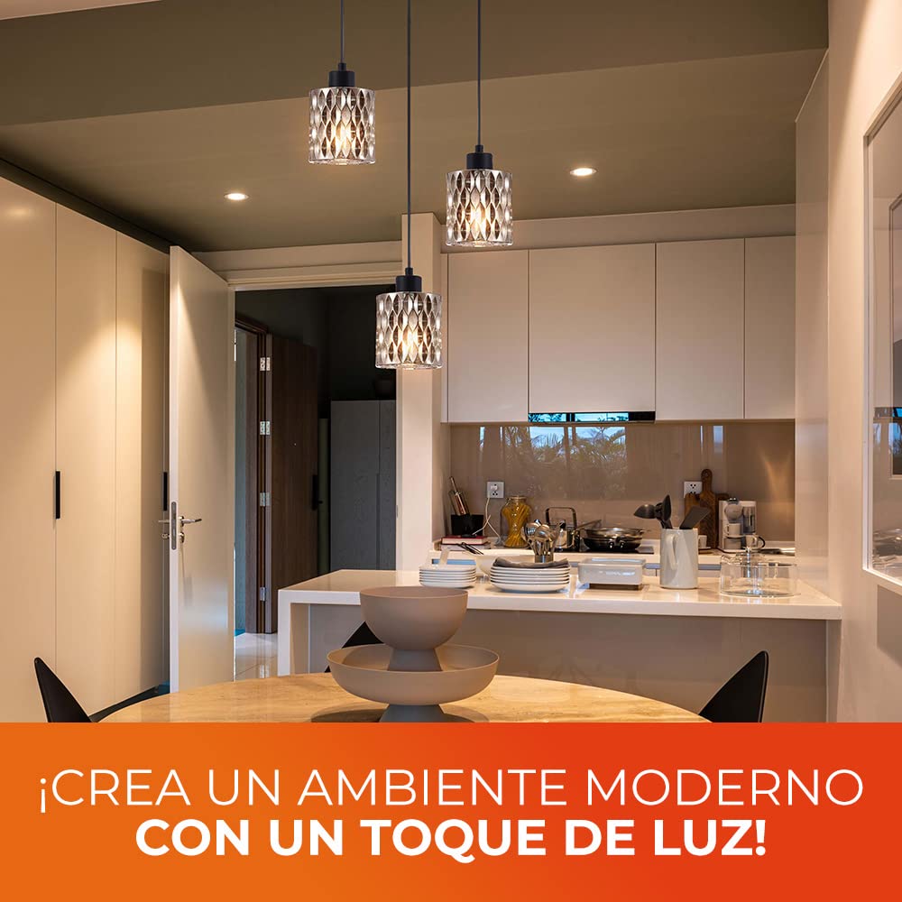 Tecnolite Lámpara Colgante de Cristal 1.71 m de Altura, Potencia Máx. 180 W, 3 Bases E27, No incluye focos