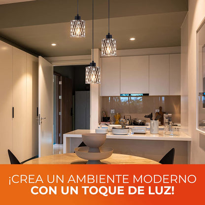 Tecnolite Lámpara Colgante de Cristal 1.71 m de Altura, Potencia Máx. 180 W, 3 Bases E27, No incluye focos