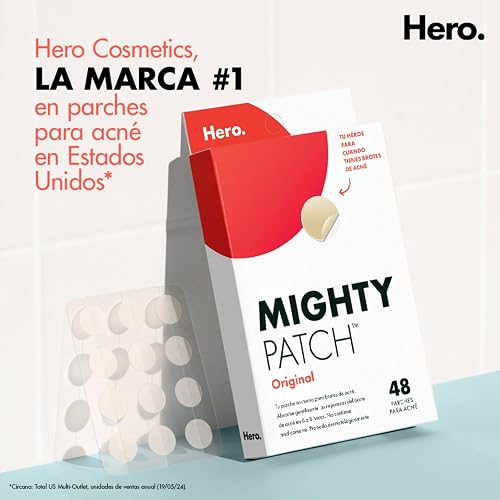 Hero Parches para Acné Mighty Patch Original, Caja con 48 Piezas para Uso de Noche. Absorben las Impurezas en 6 a 8 Horas. Fáciles de Usar y No Contienen Medicamento. Probados Dermatológicamente