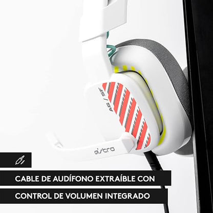 Astro Gaming A10 Audífonos Gen 2 con Cable - Audífonos Over-Ear para con micrófono volteable para silenciar, transductores de 32 mm, compatibles con Xbox, PC - Blanco
