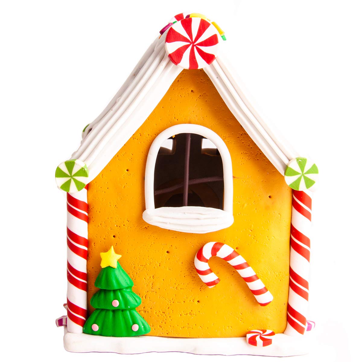 running MA9837 Decora Navidad migajon Adorno navideño Iluminada, casa de Jengibre Portico y Santa, Color, Pack of/Paquete de 1