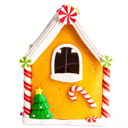 running MA9837 Decora Navidad migajon Adorno navideño Iluminada, casa de Jengibre Portico y Santa, Color, Pack of/Paquete de 1