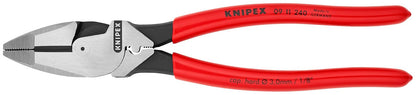 Knipex 09 11 240 Alicates de apalancamiento ultra alto para lineman, con extractor de cinta de pescado y crimpadora
