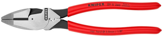 Knipex 09 11 240 Alicates de apalancamiento ultra alto para lineman, con extractor de cinta de pescado y crimpadora