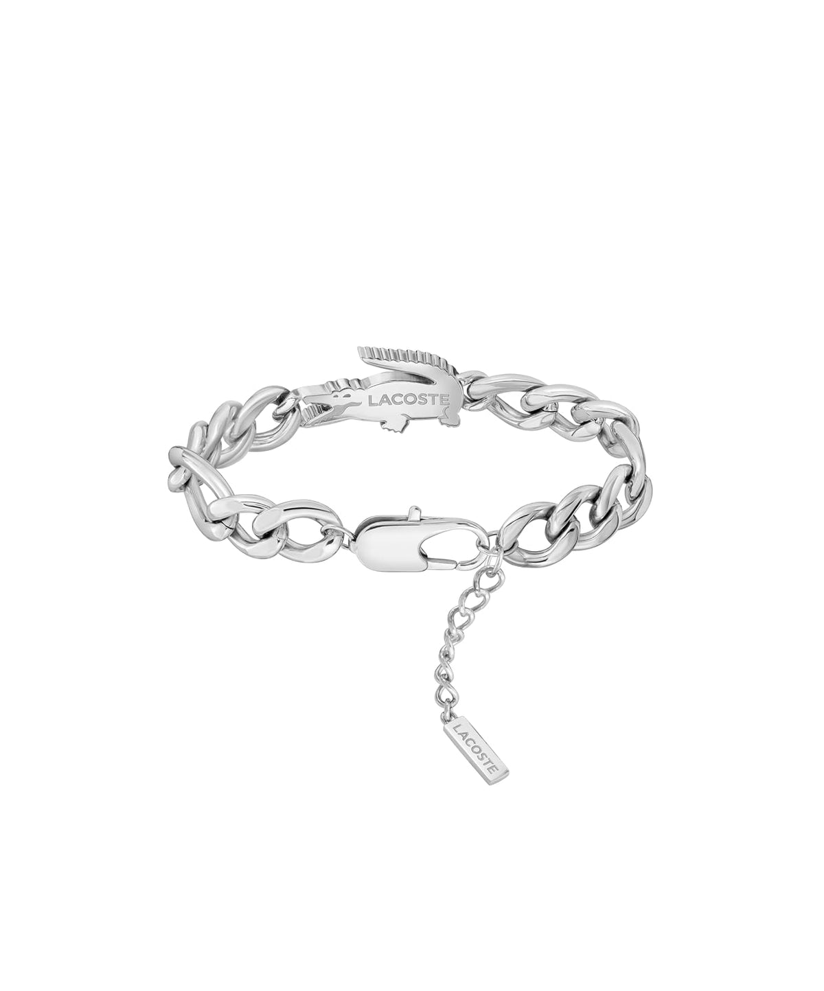 Lacoste - Pulsera de cadena de cocodrilo para hombres y mujeres, joyería de acero inoxidable, diseño ajustable, estilo icónico, colección llamativa, regalo para él o ella