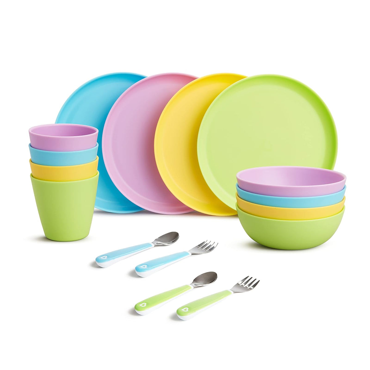 Munchkin® - Juego de 16 suministros de alimentación para bebés y niños pequeños, incluye platos, cuencos, tazas y utensilios