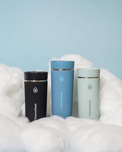 Thermoflask - Vaso de café de viaje con tapa Sip-N-Lok, acero inoxidable, taza aislada para café, té y más, diseño a prueba de fugas y apto para lavaplatos, 16 onzas, verde salvia