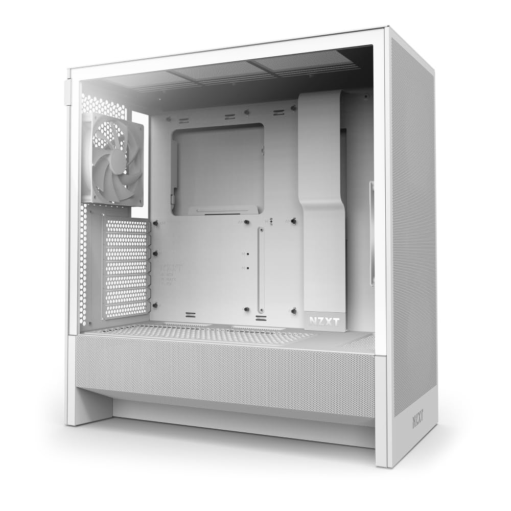 NZXT Gabinete H5 Flow ATX con Cristal Templado, USB Tipo-C - Ventiladores no RGB - H5 Flow 2024 - Blanco