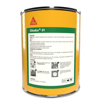 Sika - Adhesivo Epóxico para Construcciones y Anclajes - Sikadur 31 - Unión Rígida de Elementos - Anclaje de Pernos y Soportes - Relleno y Restauración de Bordes - Unidad de 1 Kg Componente A y B