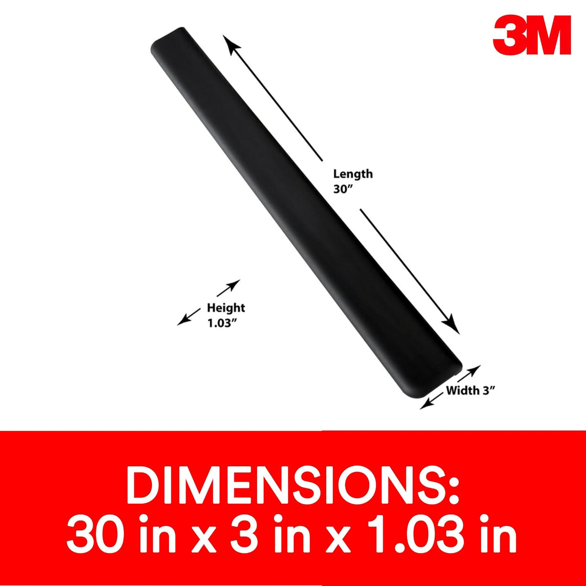 3M Reposamuñecas de gel para escritorios de pie, se adapta a diferentes posiciones de trabajo, color negro (WR200B)