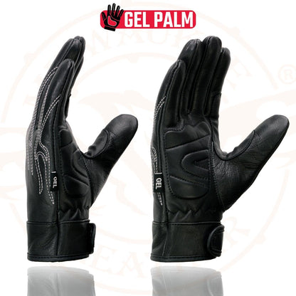 Milwaukee Leather SH820 - Guantes de mano de cruising de piel negra con palma de gel para hombre, talla M