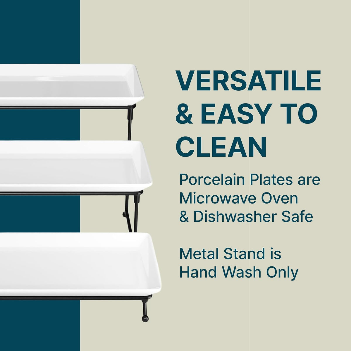 Gibson Gracious Dining - Juego de Platos con Tres niveles con Soporte de Metal, Blanco