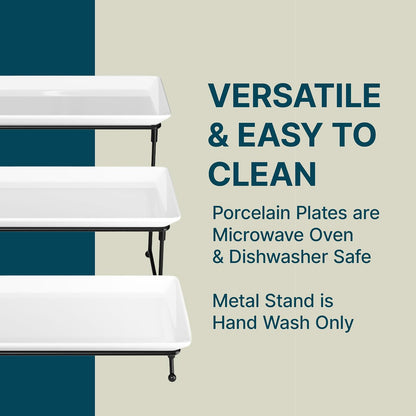 Gibson Gracious Dining - Juego de Platos con Tres niveles con Soporte de Metal, Blanco