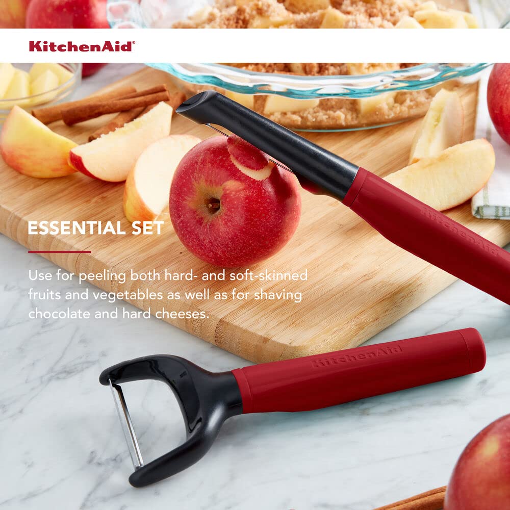KitchenAid - Juego de peladores universales en Y y Euro, 2 piezas, rojo imperio