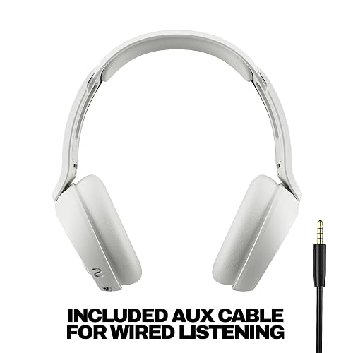 Skullcandy Icon 180 Wireless On-Ear Bluetooth Headphones - Bone | 50 Hours Battery, Lightweight and Travel Ready, Secure Fit, Sweat and Water Resistant, Microphone iPhone Android, Foldable