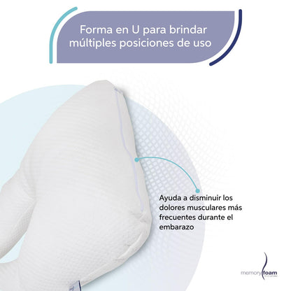 Memory Foam | Almohada de Embarazo Almohada para Embarazadas de Microgel – Duerme Todo el Embarazo y Posparto - Individual - Color Blanco - 125 x 56 x 20 cm –100%
