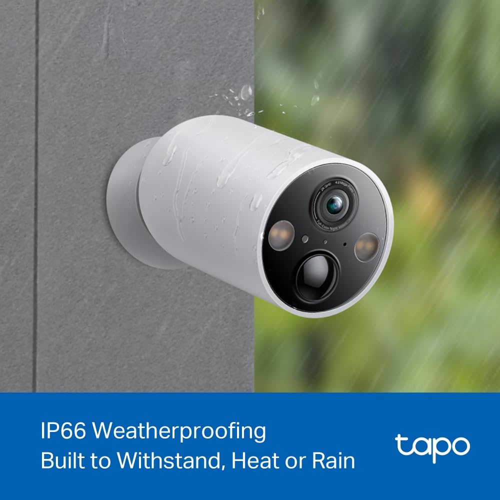 Tapo TP-Link TC85, Cámara Seguridad Inalámbrica 2K, Visión Nocturna Color, 150° FOV, IA Gratis, IP66, Batería 300 Días, Compatible Panel Solar