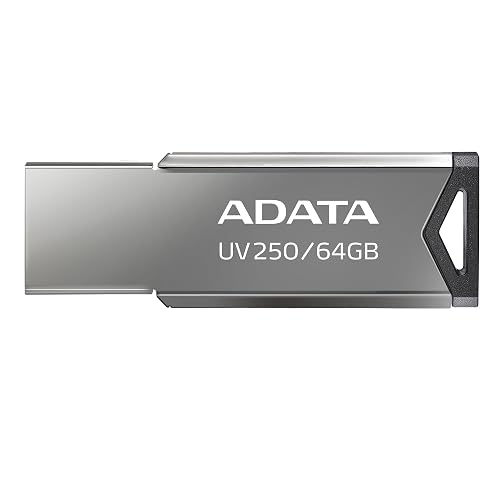 ADATA 64 GB Memoria Flash USB 2.0 Color Plata con Negro (Modelo UV250)