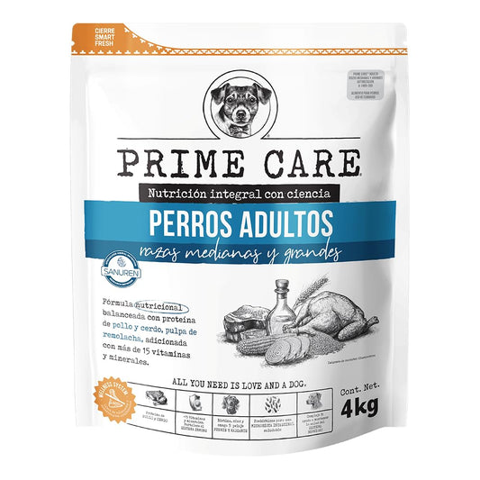 Prime Care Alimento para Perros Adultos Razas Medianas y Grandes 4 kg